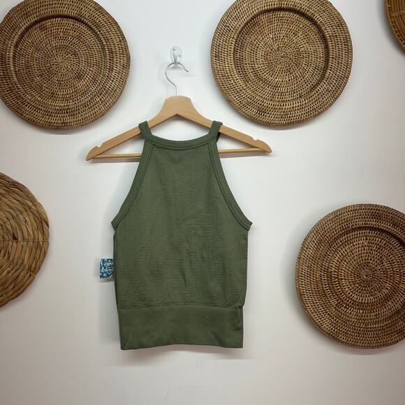 NEW Intimately Free People Green Ribbed Stretch Tank Top M/L Loungewear Casual - Picture 2 of 5